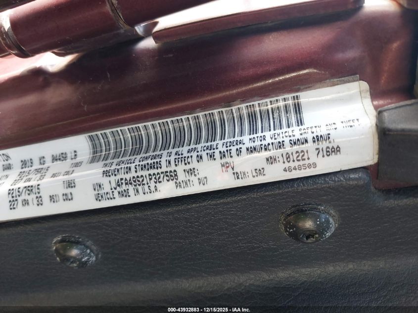 2001 Jeep Wrangler Sport VIN: 1J4FA49S21P327568 Lot: 43932883