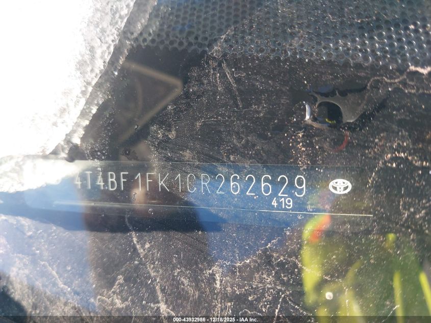 2012 Toyota Camry Le VIN: 4T4BF1FK1CR262629 Lot: 43932986