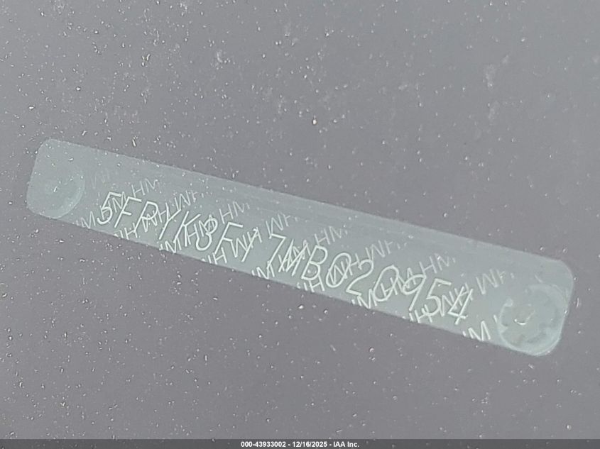 2021 Honda Ridgeline Awd Sport VIN: 5FPYK3F17MB020954 Lot: 43933002