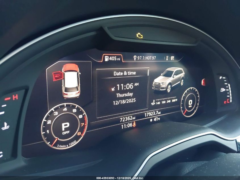 2018 Audi Q7 3.0T Premium VIN: WA1VAAF7XJD014277 Lot: 43933093