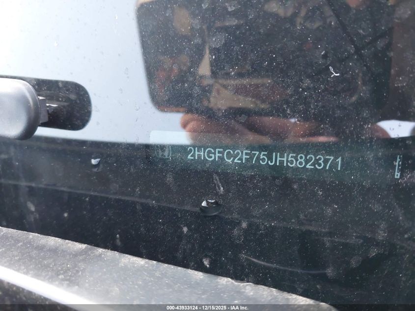 2018 Honda Civic Ex VIN: 2HGFC2F75JH582371 Lot: 43933124