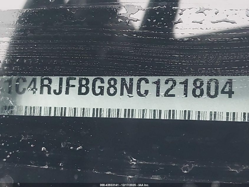 2022 Jeep Grand Cherokee Wk Limited VIN: 1C4RJFBG8NC121804 Lot: 43933141
