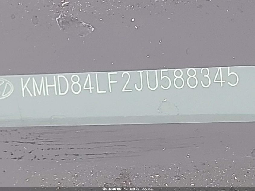2018 Hyundai Elantra Value Edition VIN: KMHD84LF2JU588345 Lot: 43933190