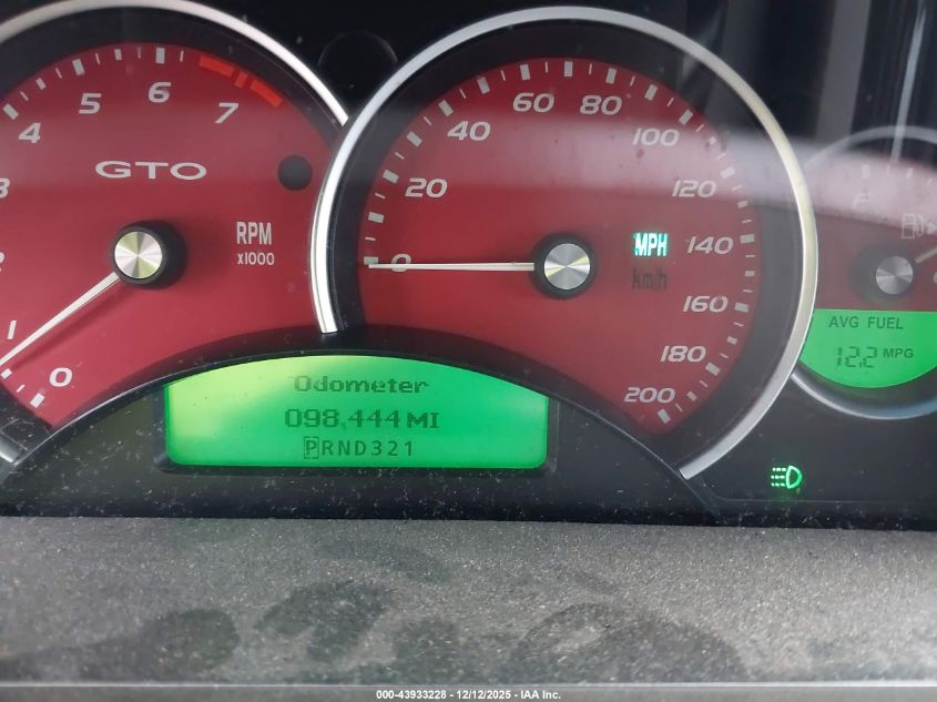 2006 Pontiac Gto VIN: 6G2VX12U46L548752 Lot: 43933228