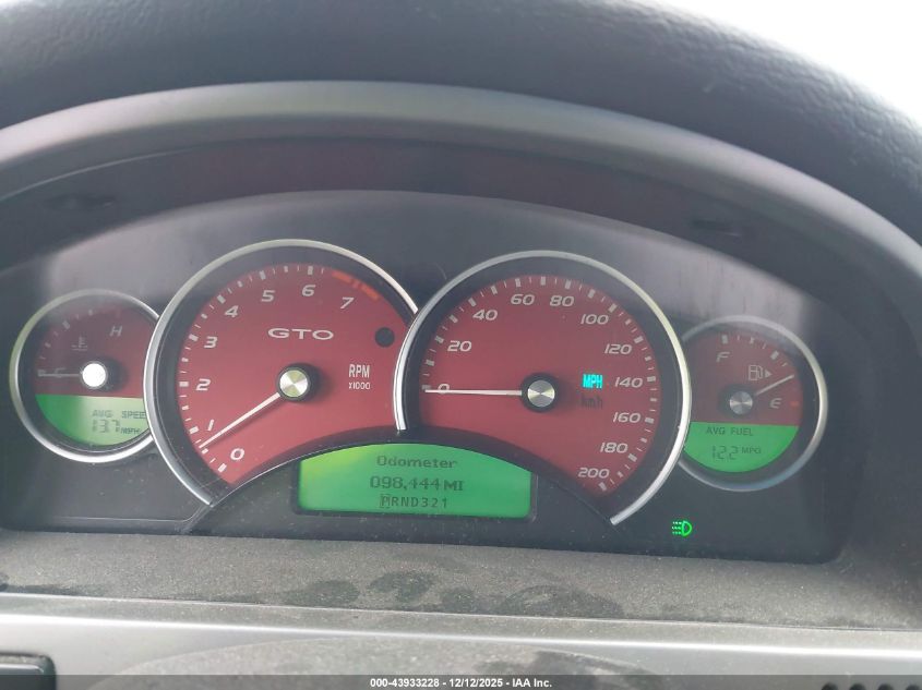 2006 Pontiac Gto VIN: 6G2VX12U46L548752 Lot: 43933228