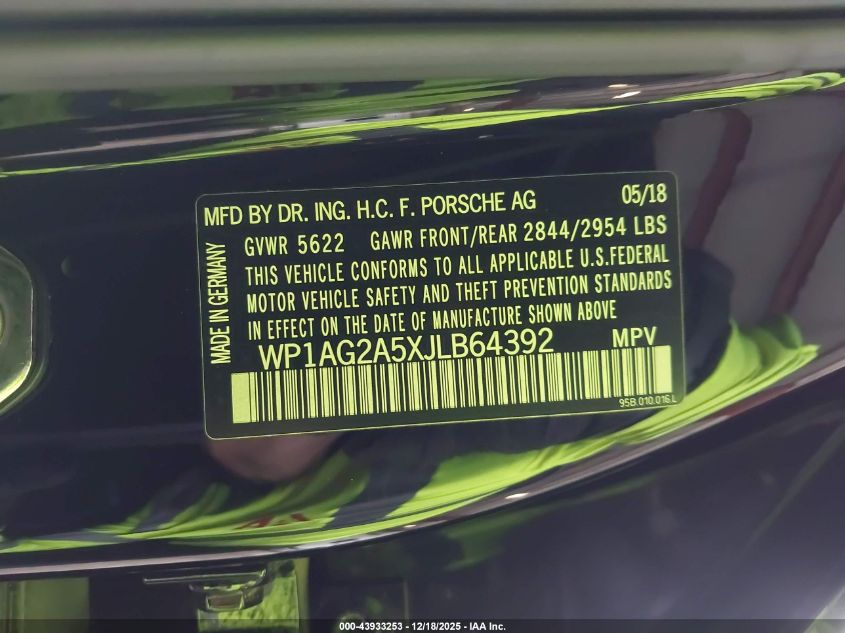 2018 Porsche Macan Gts VIN: WP1AG2A5XJLB64392 Lot: 43933253