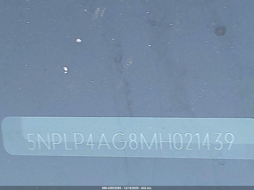 2021 Hyundai Elantra Limited VIN: 5NPLP4AG8MH021439 Lot: 43933385
