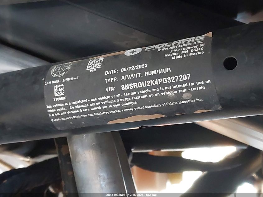2023 Polaris RZR - 3NSRGU2K4PG327207