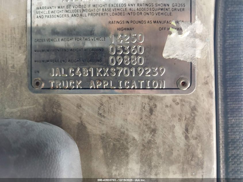 1995 Isuzu Npr VIN: JALC4B1KXS7019239 Lot: 43933703