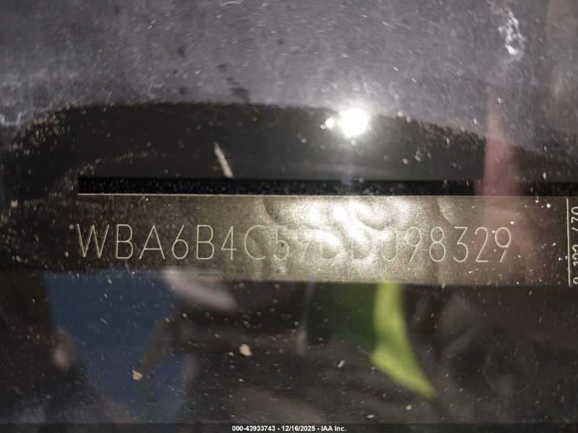 2013 BMW 650I Gran Coupe xDrive VIN: WBA6B4C59DD098329 Lot: 43933743