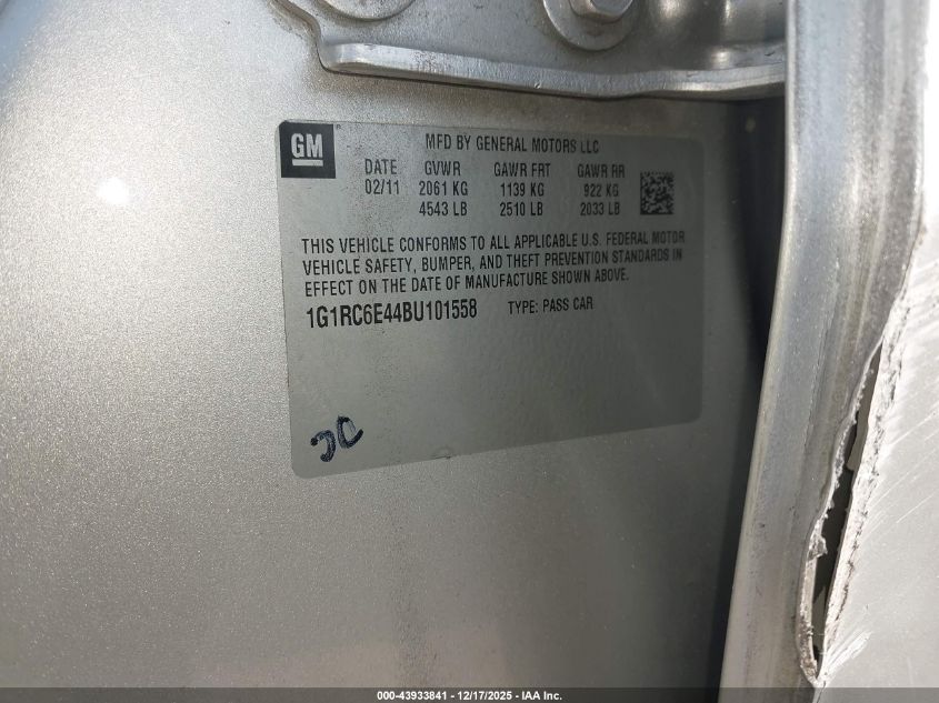 2011 Chevrolet Volt VIN: 1G1RC6E44BU101558 Lot: 43933841