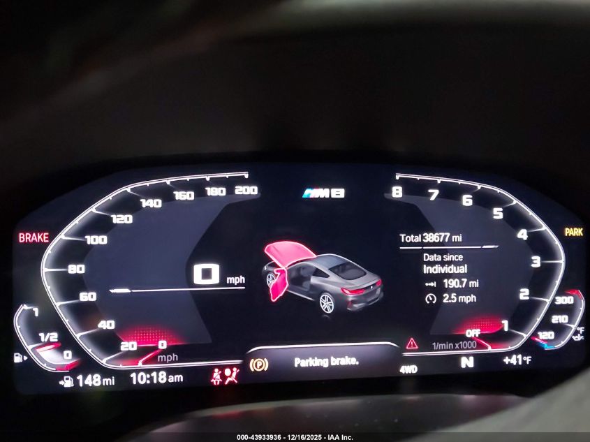 2020 BMW M8 VIN: WBSAE0C06LCD45307 Lot: 43933936