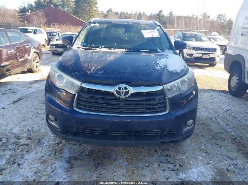 2016 Toyota Highlander Limited V6 VIN: 5TDDKRFH7GS290046 Lot: 43934245