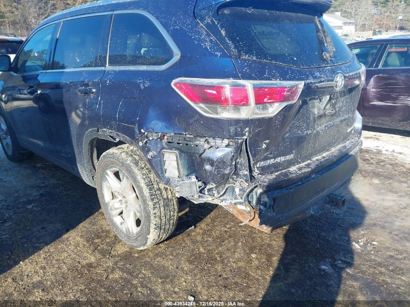 2016 Toyota Highlander Limited V6 VIN: 5TDDKRFH7GS290046 Lot: 43934245