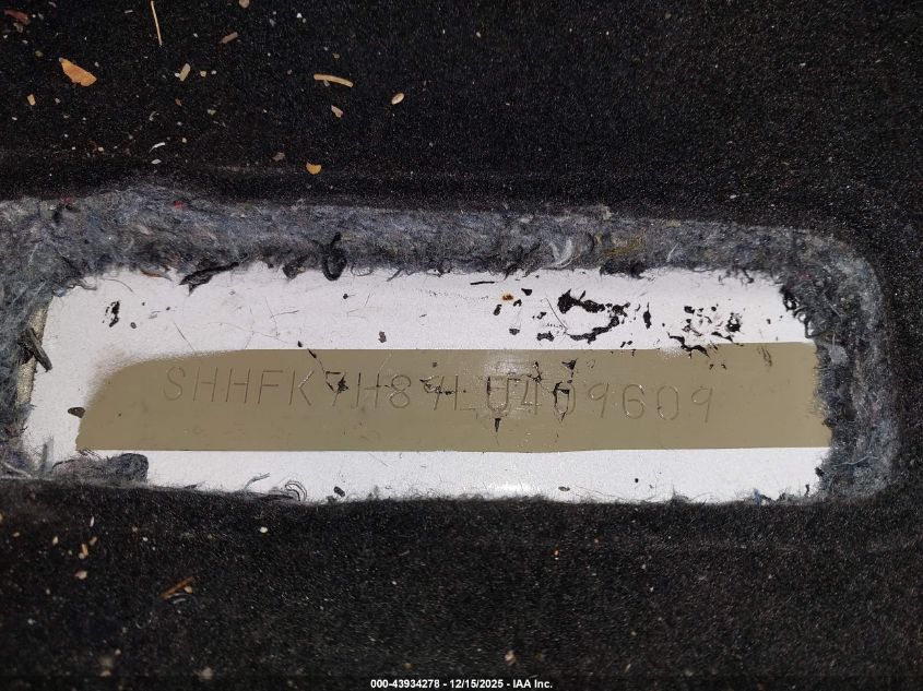 2020 Honda Civic Ex-L VIN: SHHFK7H89LU409609 Lot: 43934278