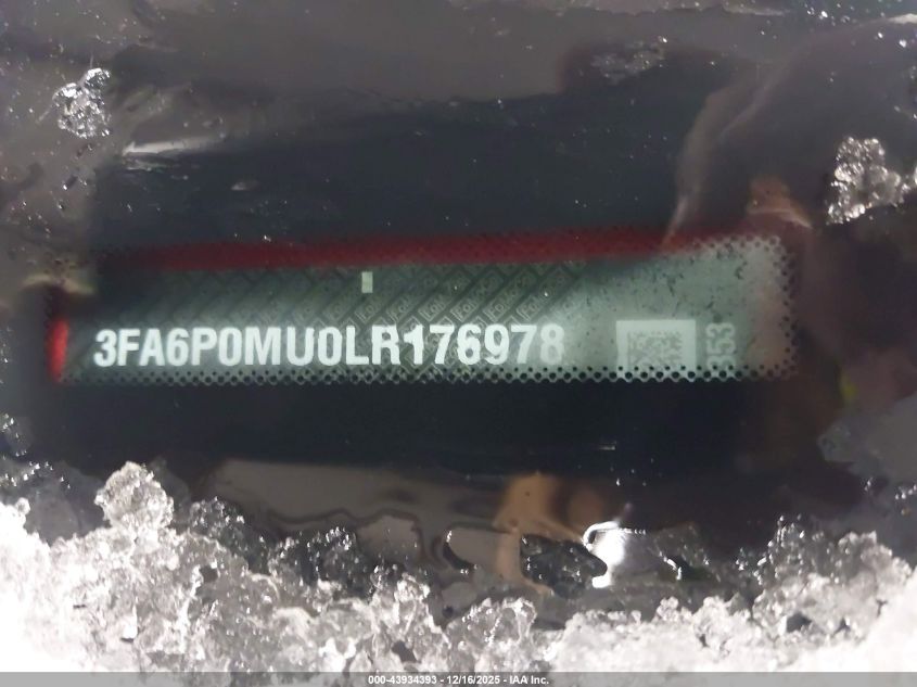 2020 Ford Fusion Hybrid Sel VIN: 3FA6P0MU0LR176978 Lot: 43934393