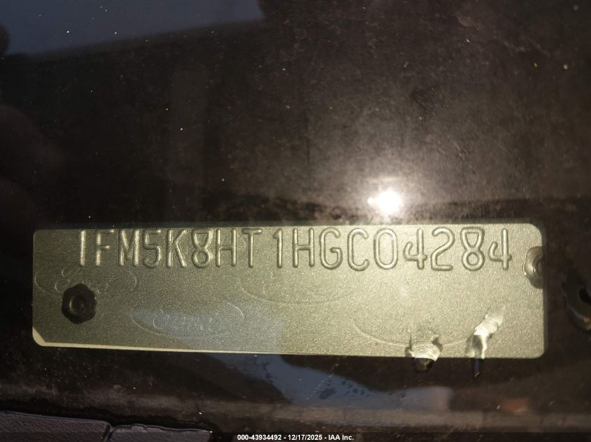 2017 Ford Explorer Platinum VIN: 1FM5K8HT1HGC04284 Lot: 43934492