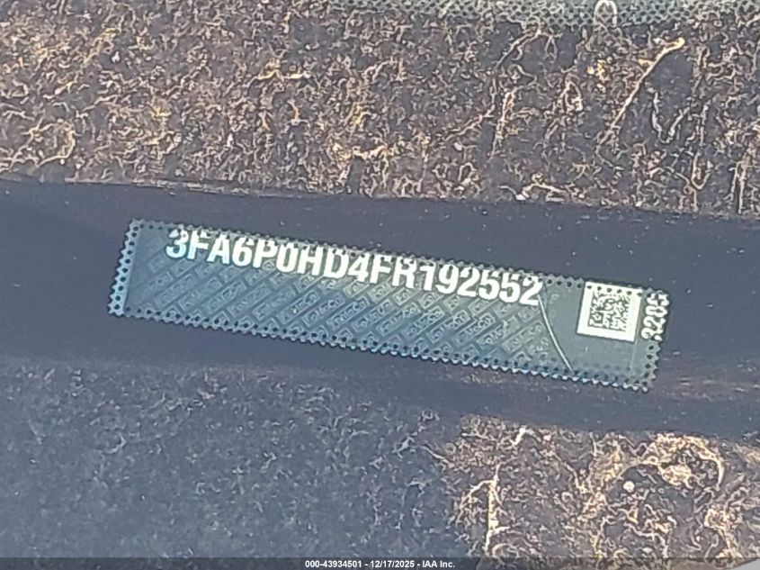 2015 Ford Fusion Se VIN: 3FA6P0HD4FR192552 Lot: 43934501