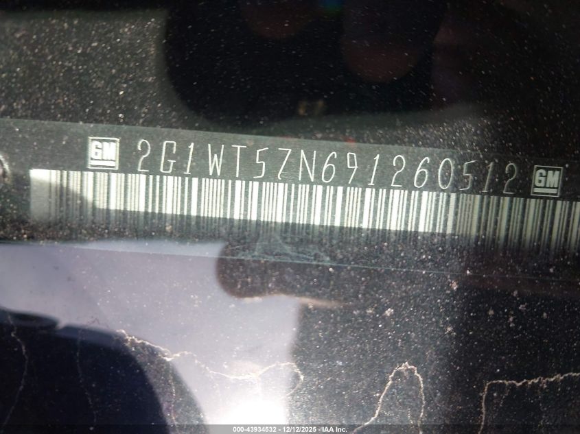2009 Chevrolet Impala Lt VIN: 2G1WT57N691260512 Lot: 43934532