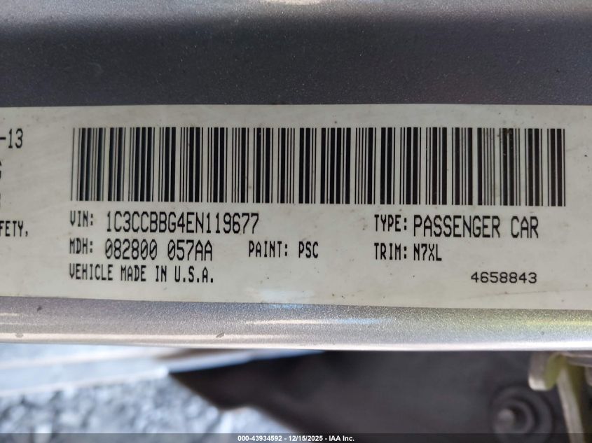 2014 Chrysler 200 Touring VIN: 1C3CCBBG4EN119677 Lot: 43934592