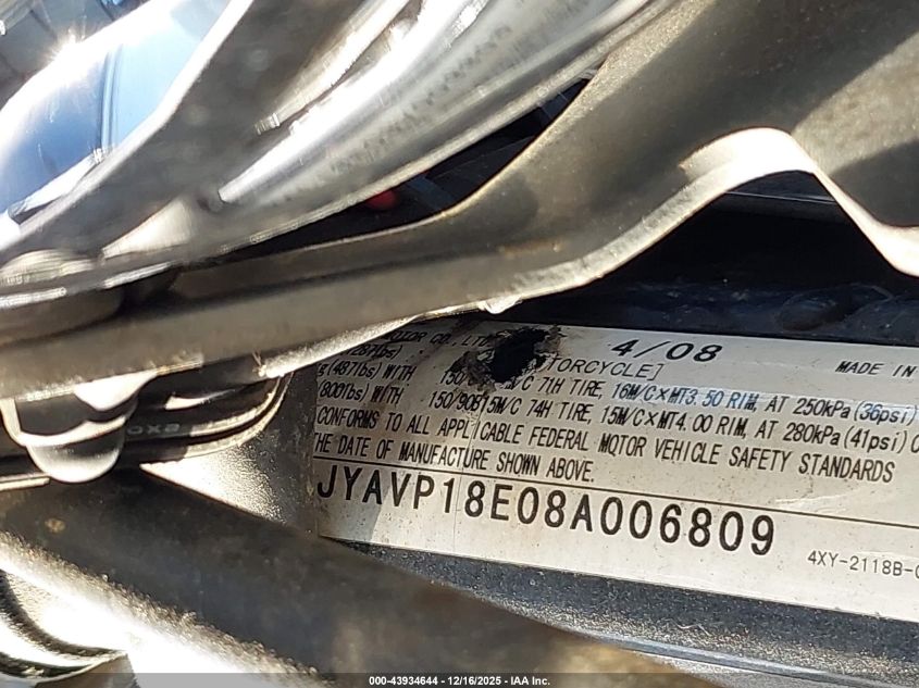 2008 Yamaha Xvz13 Ct VIN: JYAVP18E08A006809 Lot: 43934644