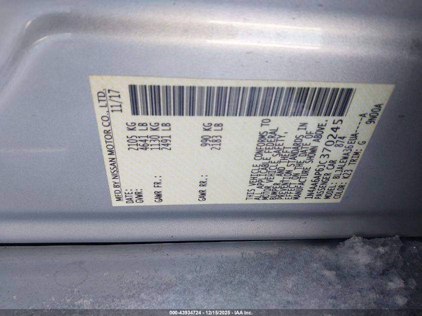 2018 Nissan Maxima 3.5 Sl VIN: 1N4AA6AP6JC370245 Lot: 97077625