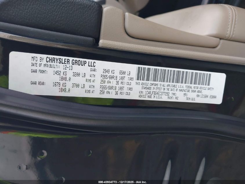 2014 Jeep Grand Cherokee Limited VIN: 1C4RJFBG4EC377292 Lot: 43934773