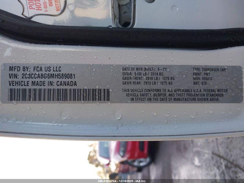 2021 Chrysler 300 300S VIN: 2C3CCABG6MH589081 Lot: 43934784