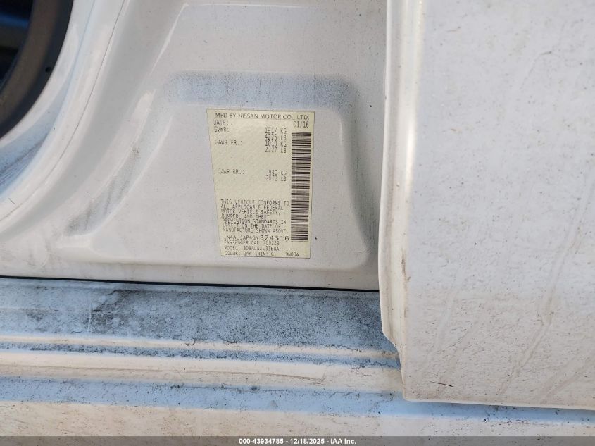 2016 Nissan Altima 2.5/2.5 S/2.5 Sl/2.5 Sr/2.5 Sv VIN: 1N4AL3AP4GN324516 Lot: 43934785