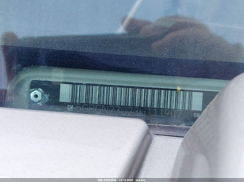 2003 Hummer H2 VIN: 5GRGN23U23H111907 Lot: 43934948