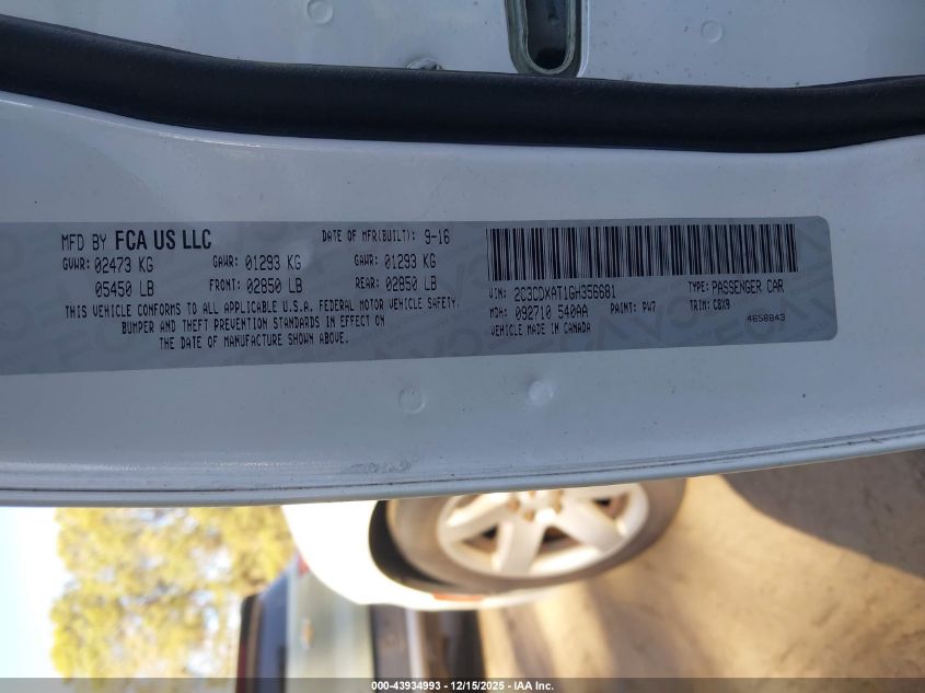 2016 Dodge Charger Police VIN: 2C3CDXAT1GH356681 Lot: 43934993