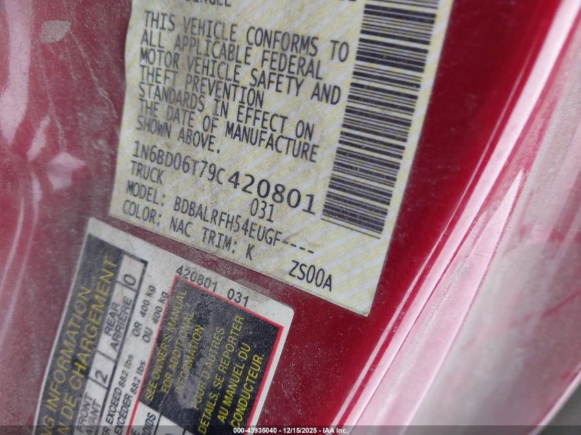 2009 Nissan Frontier Xe VIN: 1N6BD06T79C420801 Lot: 43935040