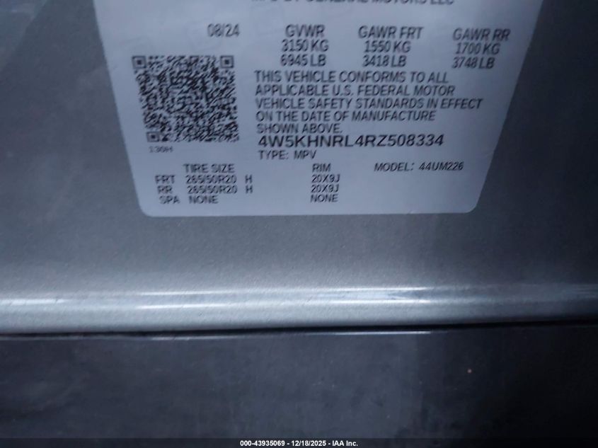 2024 Acura Zdx A-Spec VIN: 4W5KHNRL4RZ508334 Lot: 43935069