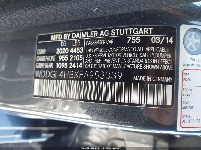 2014 Mercedes-Benz C 250 Luxury VIN: WDDGF4HBXEA953039 Lot: 43935103
