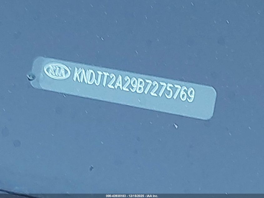 2011 Kia Soul + VIN: KNDJT2A29B7275769 Lot: 43935183