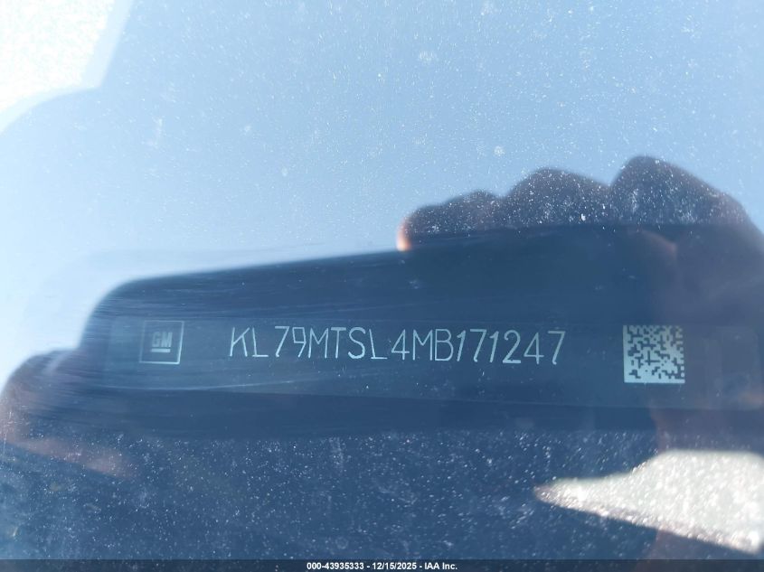 2021 Chevrolet Trailblazer Fwd Rs VIN: KL79MTSL4MB171247 Lot: 43935333