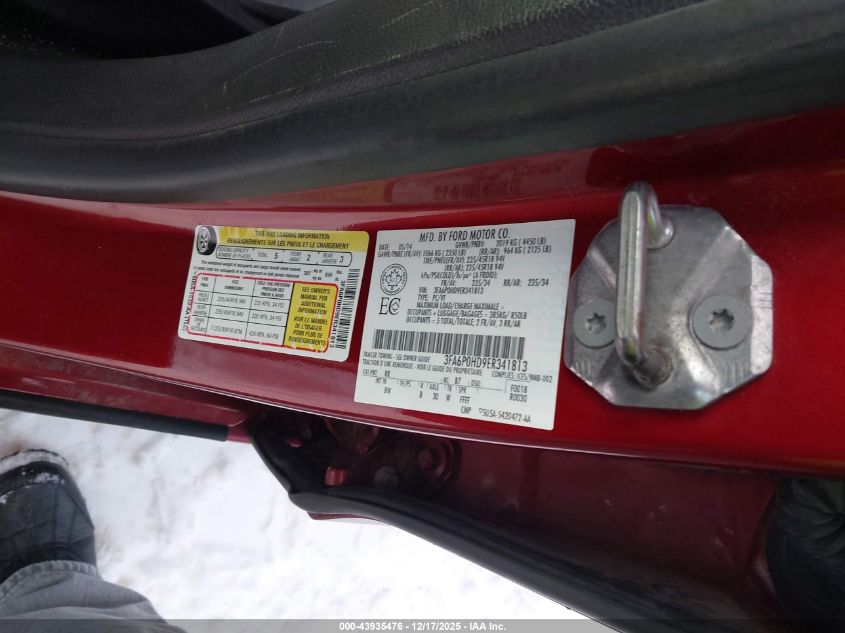 2014 Ford Fusion Se VIN: 3FA6P0HD9ER341813 Lot: 43935476