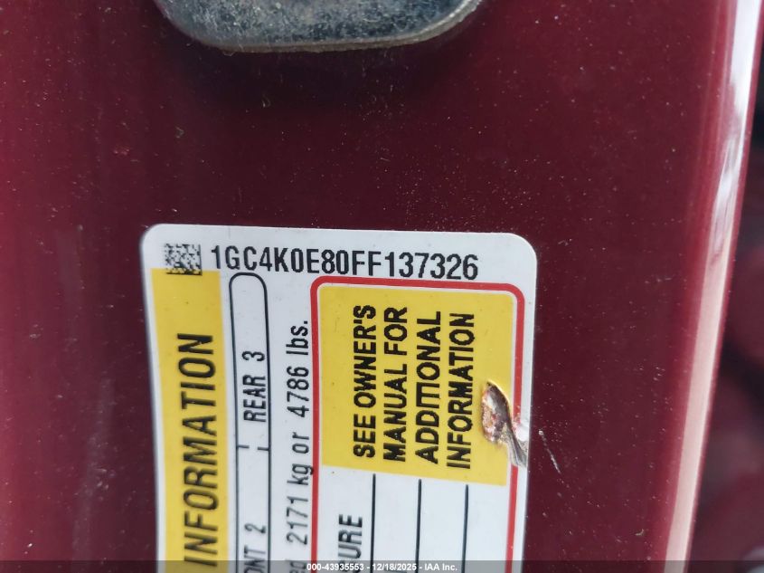 2015 Chevrolet Silverado 3500Hd Ltz VIN: 1GC4K0E80FF137326 Lot: 43935553