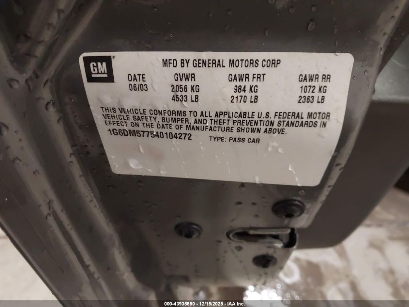 1G6DM577540104272 2004 CADILLAC CTS photo no. 9