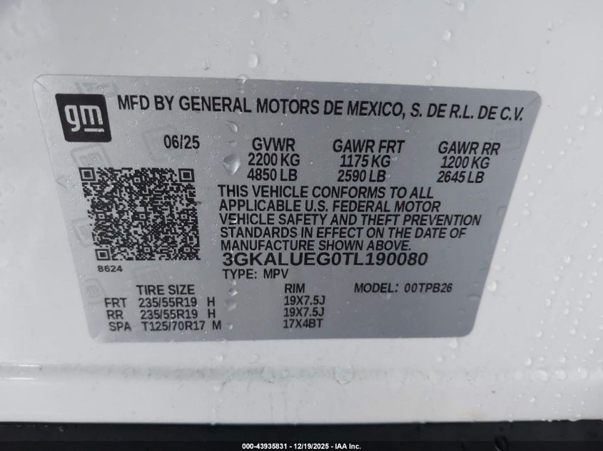 2026 GMC Terrain Awd Elevation VIN: 3GKALUEG0TL190080 Lot: 43935831
