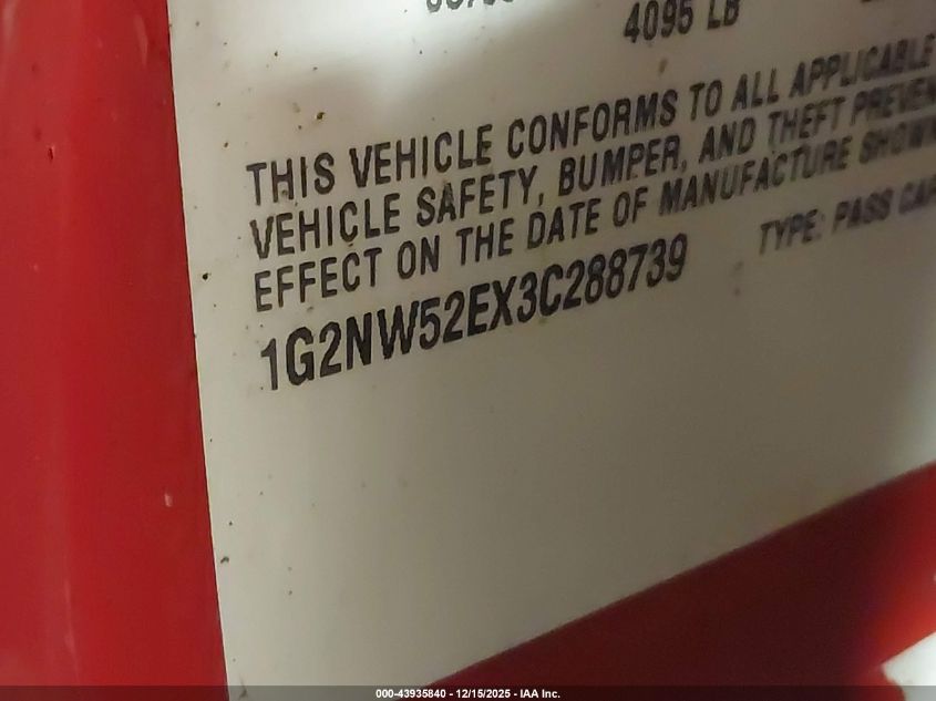 2003 Pontiac Grand Am Gt VIN: 1G2NW52EX3C288739 Lot: 43935840