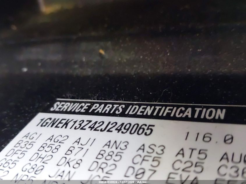 2002 Chevrolet Tahoe Lt VIN: 1GNEK13Z42J249065 Lot: 43935924