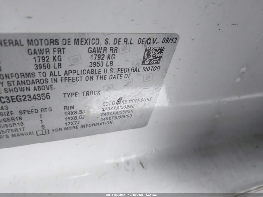 2014 GMC Sierra 1500 Slt VIN: 3GTU2VEC3EG234356 Lot: 43935947