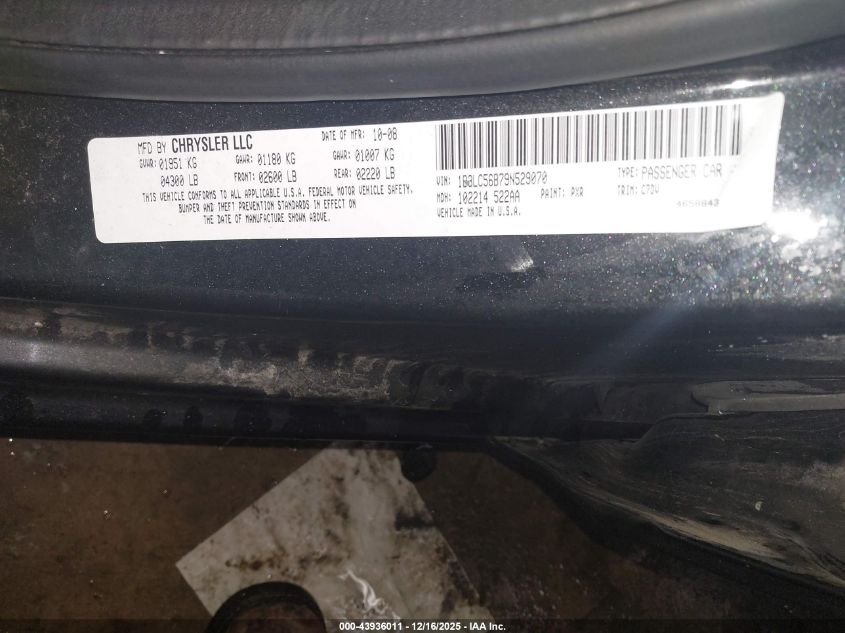 2009 Dodge Avenger Sxt VIN: 1B3LC56B79N529070 Lot: 43936011