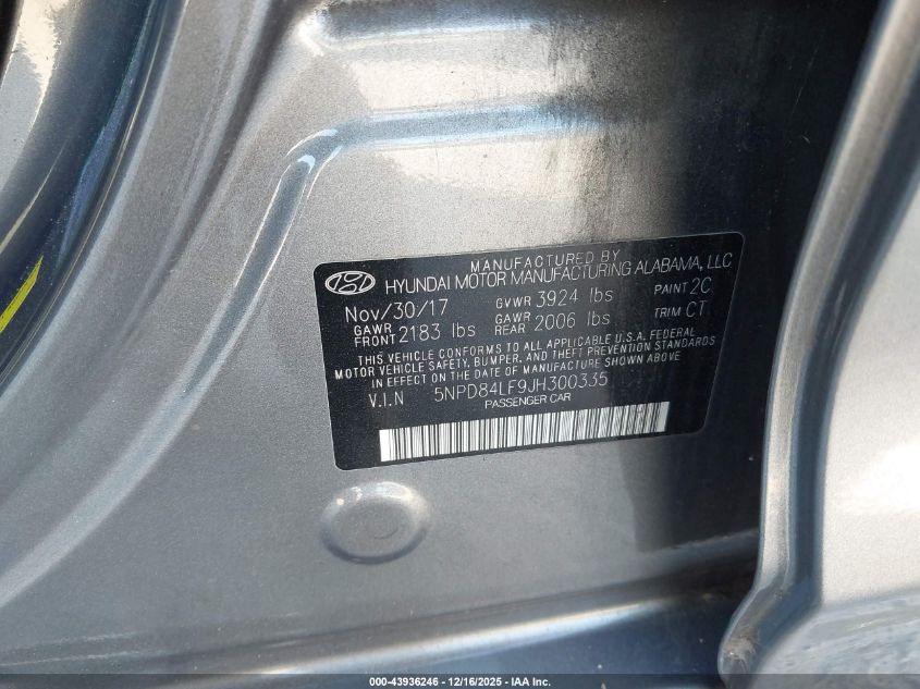 2018 Hyundai Elantra Value Edition VIN: 5NPD84LF9JH300335 Lot: 43936246