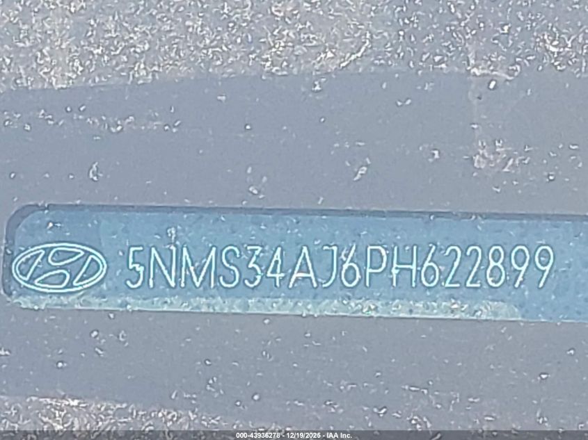 2023 Hyundai Santa Fe Sel VIN: 5NMS34AJ6PH622899 Lot: 43936278