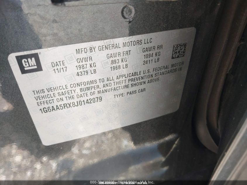 2018 Cadillac Ats Standard VIN: 1G6AA5RX8J0142079 Lot: 43936351