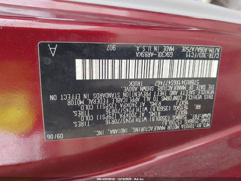 2006 Toyota Tundra Sr5 VIN: 5TBRU341X6S477467 Lot: 43936538