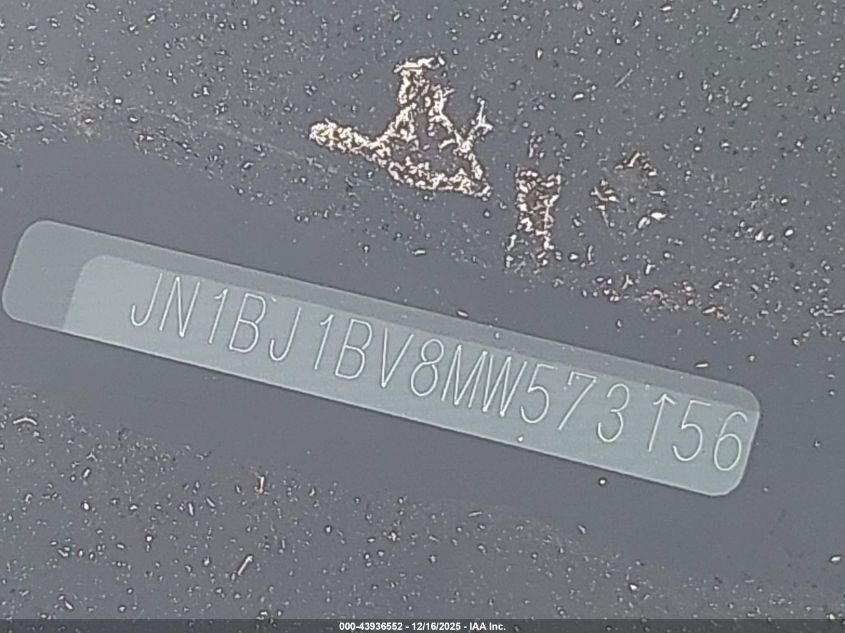 2021 Nissan Rogue Sport Sv Fwd Xtronic Cvt VIN: JN1BJ1BV8MW573156 Lot: 43936552