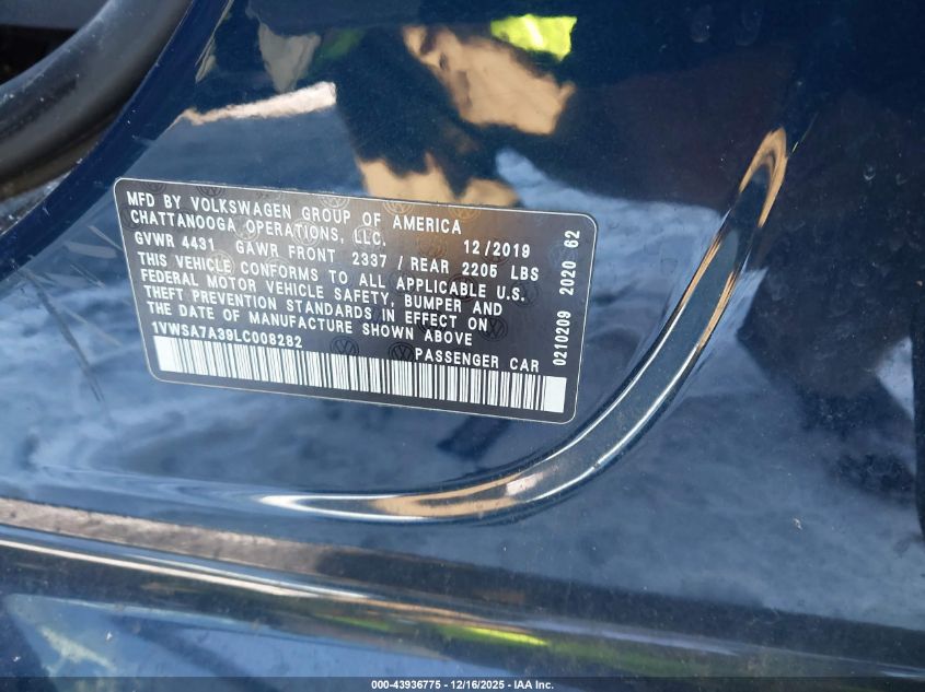 2020 Volkswagen Passat 2.0T Se VIN: 1VWSA7A39LC008282 Lot: 43936775